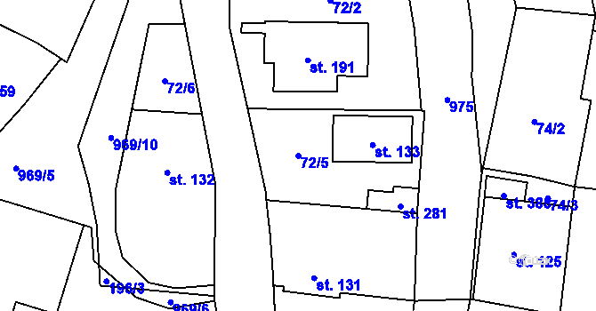 Parcela st. 72/5 v KÚ Žďár nad Metují, Katastrální mapa