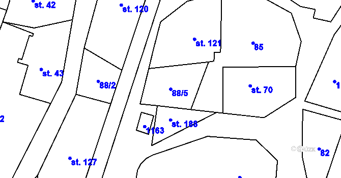 Parcela st. 88/5 v KÚ Žďár nad Metují, Katastrální mapa