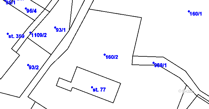 Parcela st. 160/2 v KÚ Žďár nad Metují, Katastrální mapa