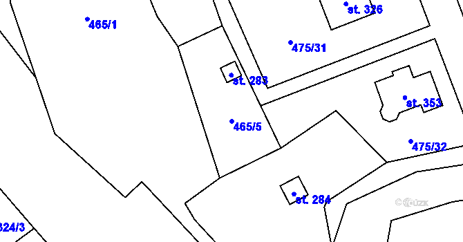 Parcela st. 465/5 v KÚ Žďár nad Metují, Katastrální mapa
