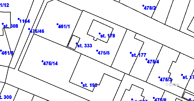 Parcela st. 475/5 v KÚ Žďár nad Metují, Katastrální mapa
