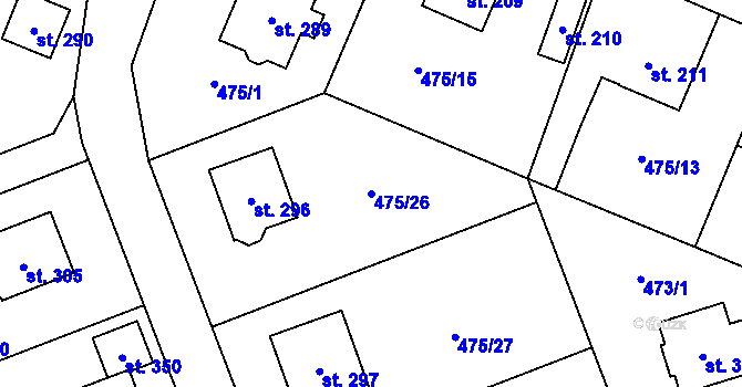 Parcela st. 475/26 v KÚ Žďár nad Metují, Katastrální mapa