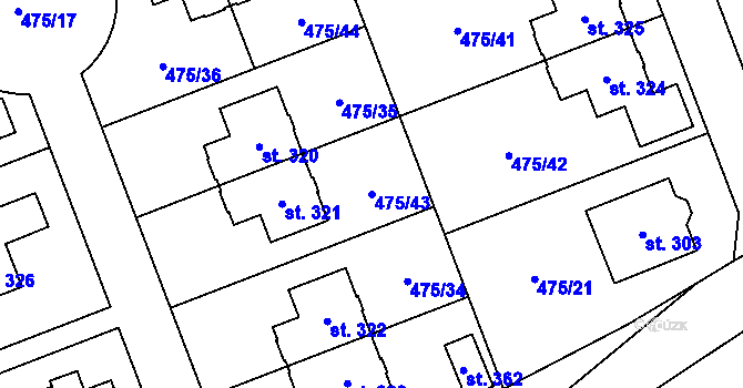 Parcela st. 475/43 v KÚ Žďár nad Metují, Katastrální mapa