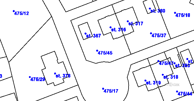 Parcela st. 475/45 v KÚ Žďár nad Metují, Katastrální mapa