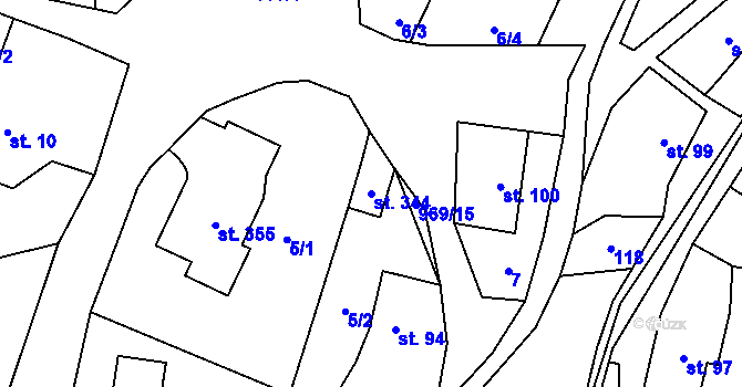 Parcela st. 344 v KÚ Žďár nad Metují, Katastrální mapa