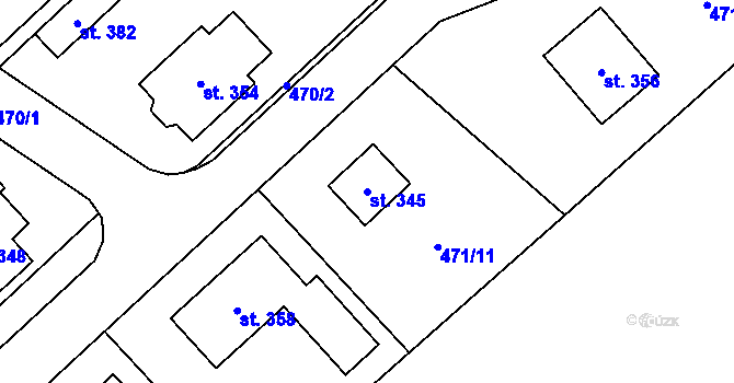 Parcela st. 345 v KÚ Žďár nad Metují, Katastrální mapa