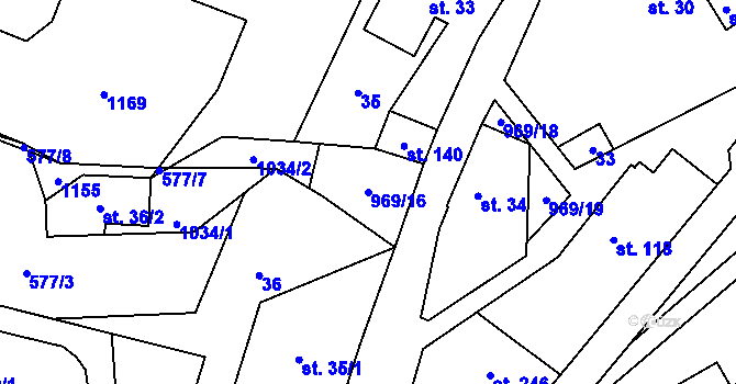 Parcela st. 969/16 v KÚ Žďár nad Metují, Katastrální mapa