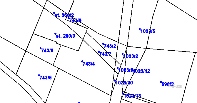 Parcela st. 743/7 v KÚ Žďár nad Metují, Katastrální mapa