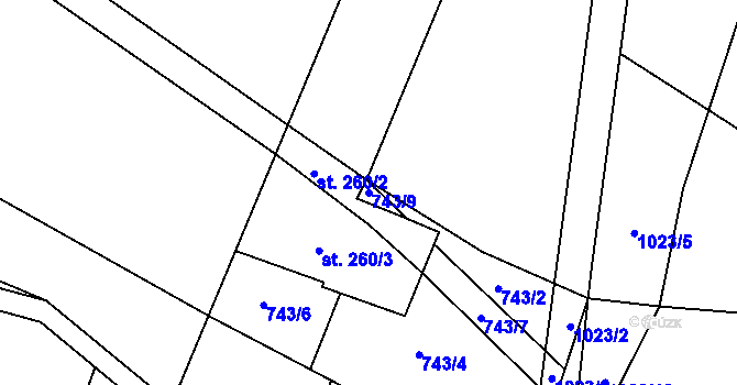 Parcela st. 743/9 v KÚ Žďár nad Metují, Katastrální mapa