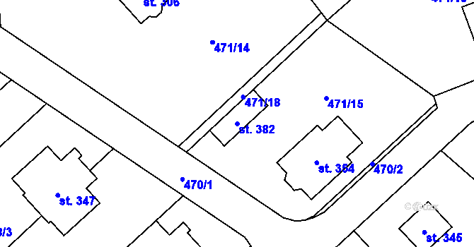 Parcela st. 382 v KÚ Žďár nad Metují, Katastrální mapa