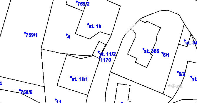 Parcela st. 11/2 v KÚ Žďár nad Metují, Katastrální mapa