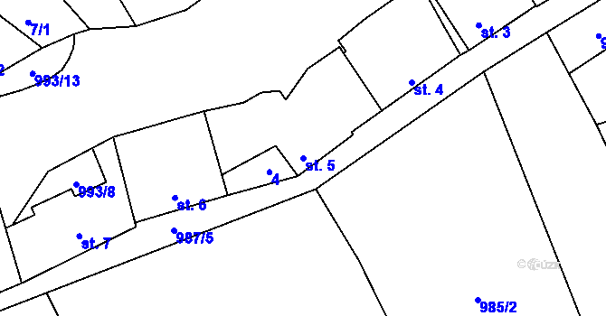 Parcela st. 5 v KÚ Žďár u Blanska, Katastrální mapa