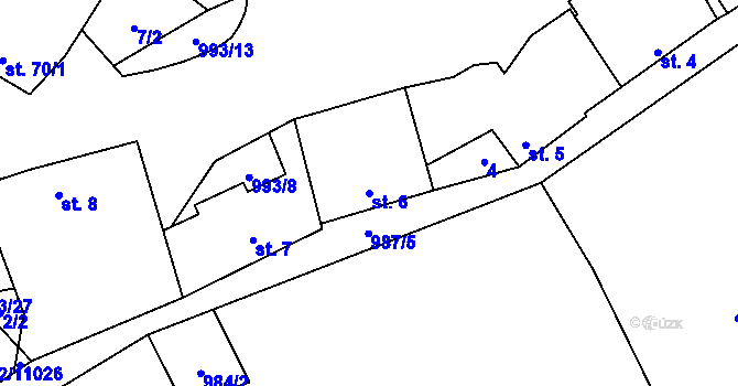Parcela st. 6 v KÚ Žďár u Blanska, Katastrální mapa