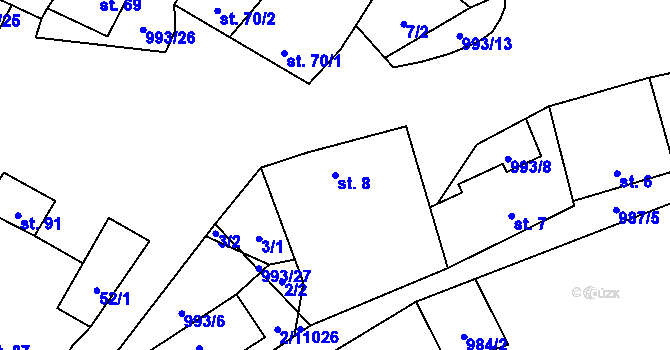 Parcela st. 8 v KÚ Žďár u Blanska, Katastrální mapa