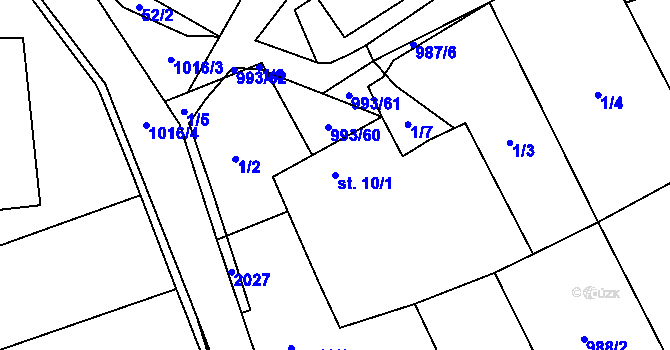 Parcela st. 10/1 v KÚ Žďár u Blanska, Katastrální mapa