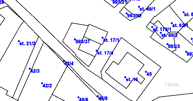 Parcela st. 17/4 v KÚ Žďár u Blanska, Katastrální mapa