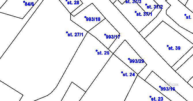 Parcela st. 25 v KÚ Žďár u Blanska, Katastrální mapa