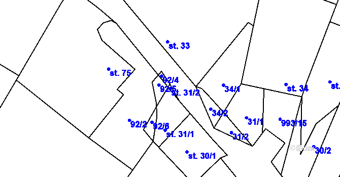 Parcela st. 31/2 v KÚ Žďár u Blanska, Katastrální mapa