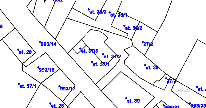 Parcela st. 37/2 v KÚ Žďár u Blanska, Katastrální mapa