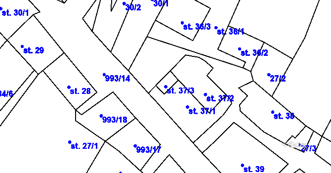 Parcela st. 37/3 v KÚ Žďár u Blanska, Katastrální mapa