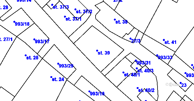 Parcela st. 39 v KÚ Žďár u Blanska, Katastrální mapa