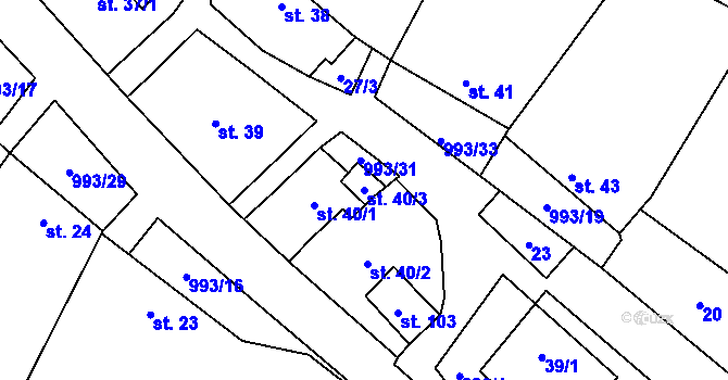 Parcela st. 40/3 v KÚ Žďár u Blanska, Katastrální mapa