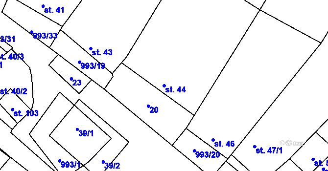 Parcela st. 44 v KÚ Žďár u Blanska, Katastrální mapa