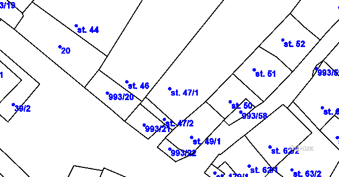 Parcela st. 47/1 v KÚ Žďár u Blanska, Katastrální mapa