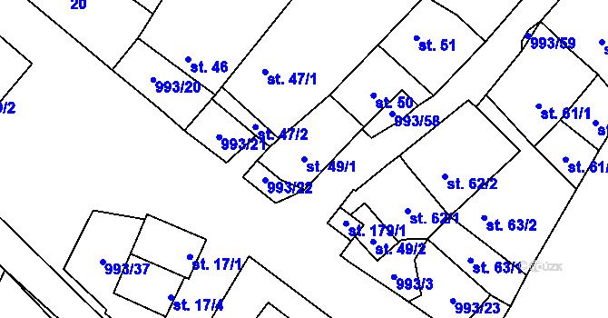 Parcela st. 49/1 v KÚ Žďár u Blanska, Katastrální mapa