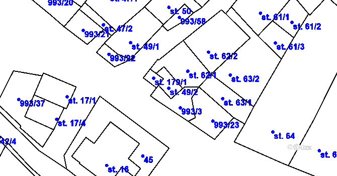 Parcela st. 49/2 v KÚ Žďár u Blanska, Katastrální mapa