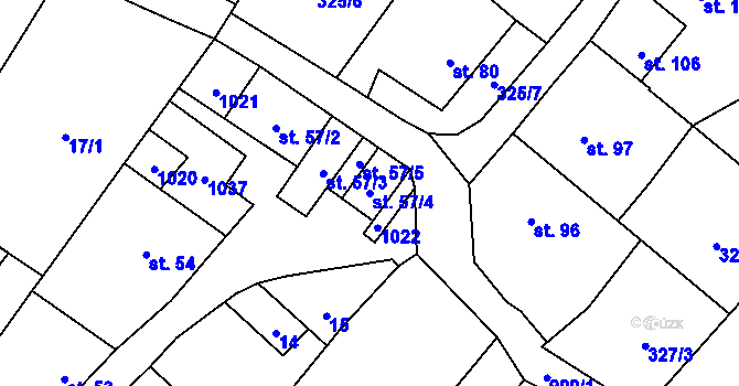 Parcela st. 57/4 v KÚ Žďár u Blanska, Katastrální mapa
