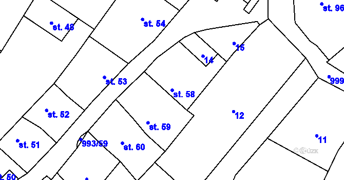 Parcela st. 58 v KÚ Žďár u Blanska, Katastrální mapa