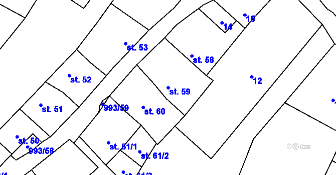 Parcela st. 59 v KÚ Žďár u Blanska, Katastrální mapa