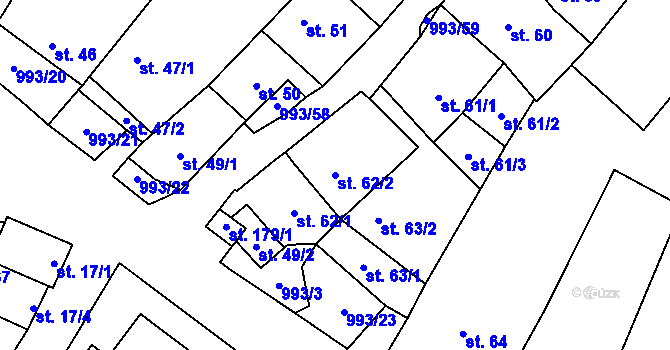 Parcela st. 62/2 v KÚ Žďár u Blanska, Katastrální mapa