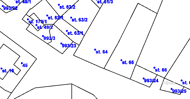 Parcela st. 64 v KÚ Žďár u Blanska, Katastrální mapa