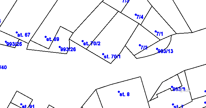 Parcela st. 70/1 v KÚ Žďár u Blanska, Katastrální mapa