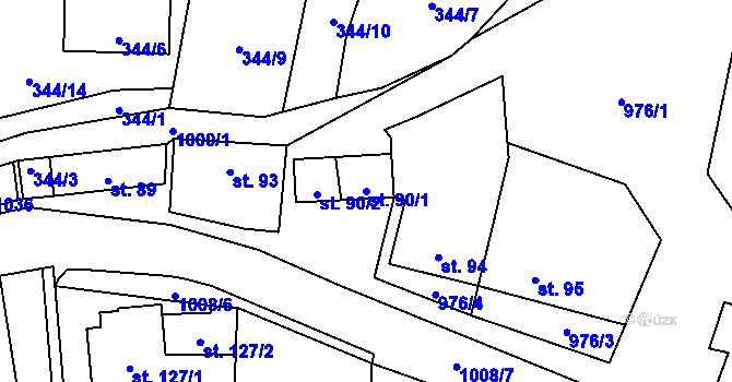 Parcela st. 90/1 v KÚ Žďár u Blanska, Katastrální mapa