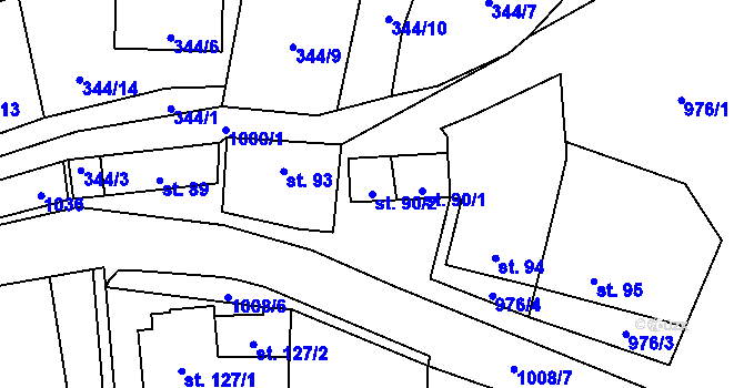 Parcela st. 90/2 v KÚ Žďár u Blanska, Katastrální mapa
