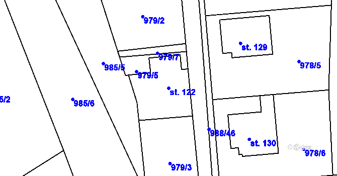Parcela st. 122 v KÚ Žďár u Blanska, Katastrální mapa