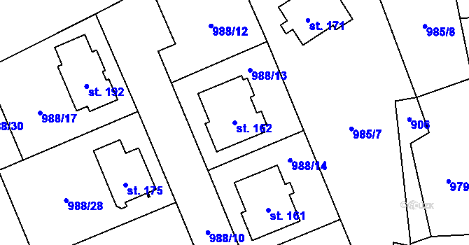 Parcela st. 162 v KÚ Žďár u Blanska, Katastrální mapa