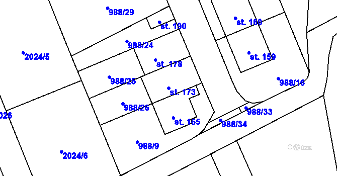 Parcela st. 173 v KÚ Žďár u Blanska, Katastrální mapa