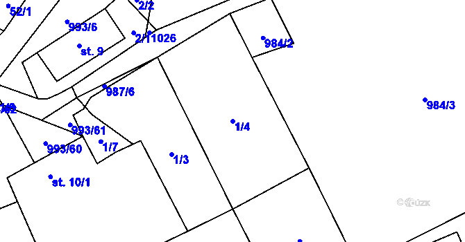 Parcela st. 1/4 v KÚ Žďár u Blanska, Katastrální mapa