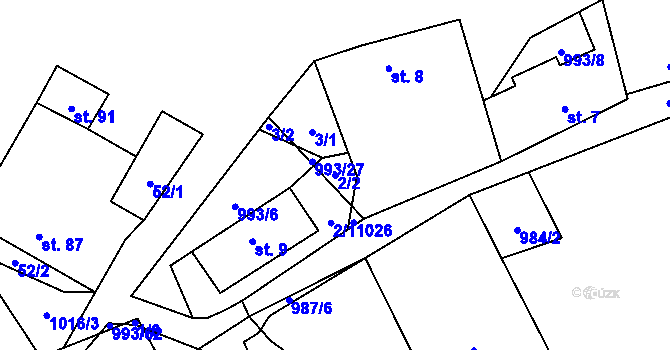 Parcela st. 2/2 v KÚ Žďár u Blanska, Katastrální mapa
