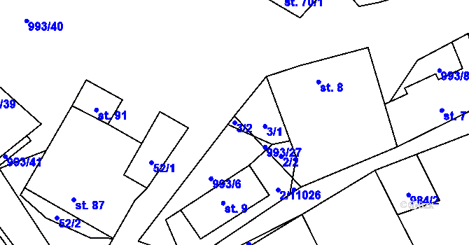 Parcela st. 3/2 v KÚ Žďár u Blanska, Katastrální mapa