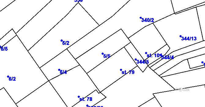 Parcela st. 5/5 v KÚ Žďár u Blanska, Katastrální mapa
