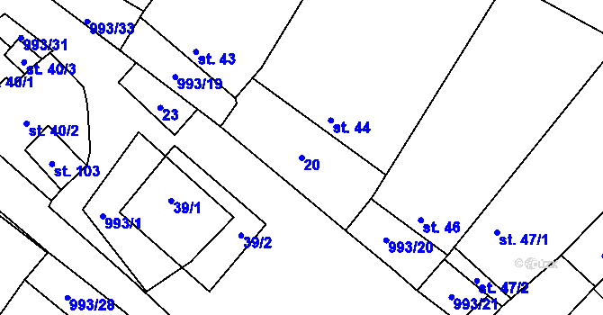 Parcela st. 20 v KÚ Žďár u Blanska, Katastrální mapa