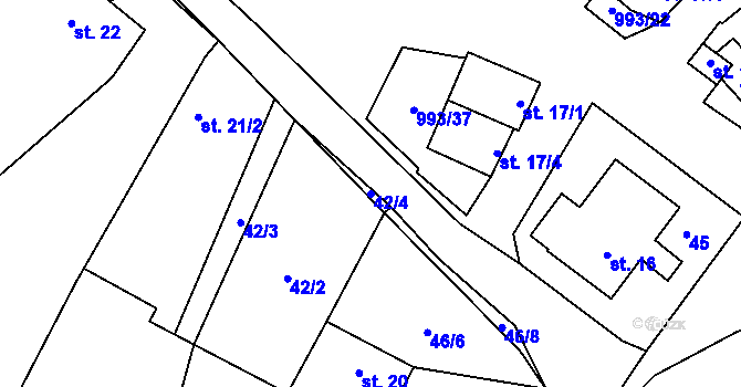 Parcela st. 42/4 v KÚ Žďár u Blanska, Katastrální mapa