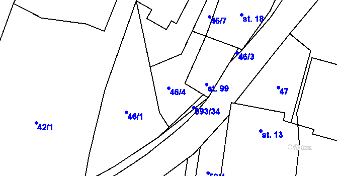 Parcela st. 46/4 v KÚ Žďár u Blanska, Katastrální mapa