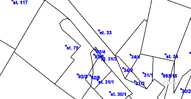 Parcela st. 92/4 v KÚ Žďár u Blanska, Katastrální mapa