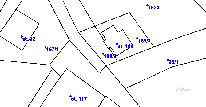 Parcela st. 168/2 v KÚ Žďár u Blanska, Katastrální mapa